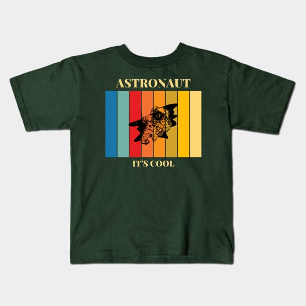 Astronaut in colorful space Kids T-Shirt by Makaveli ps